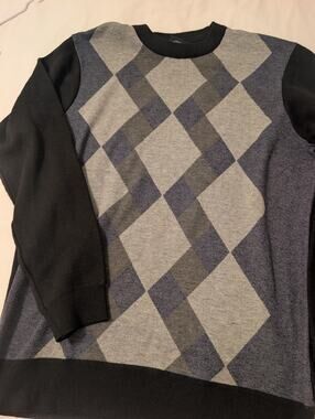 Vintage Cambridge Classic Mens Large Sweater Argyle Black Gray Old Money Preppy